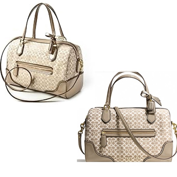 Coach ⭐️🎬See Video Poppy East West Signature Beige Satchel Bag 26426 w/ COA - Picture 3 of 16